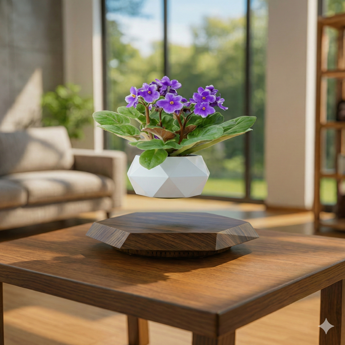 Levitating - Floating Flower Pot with Wood Base ©